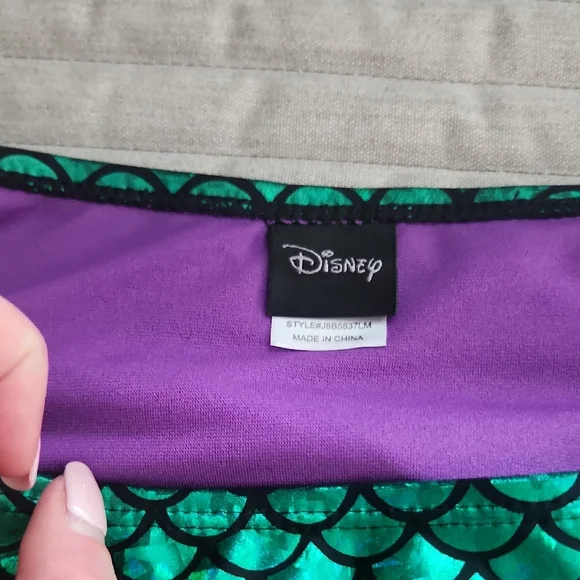 Hot Topic X Disney Green and Purple Mermaid Scale High-Waisted Bikini Bottoms - Picture 3 of 5